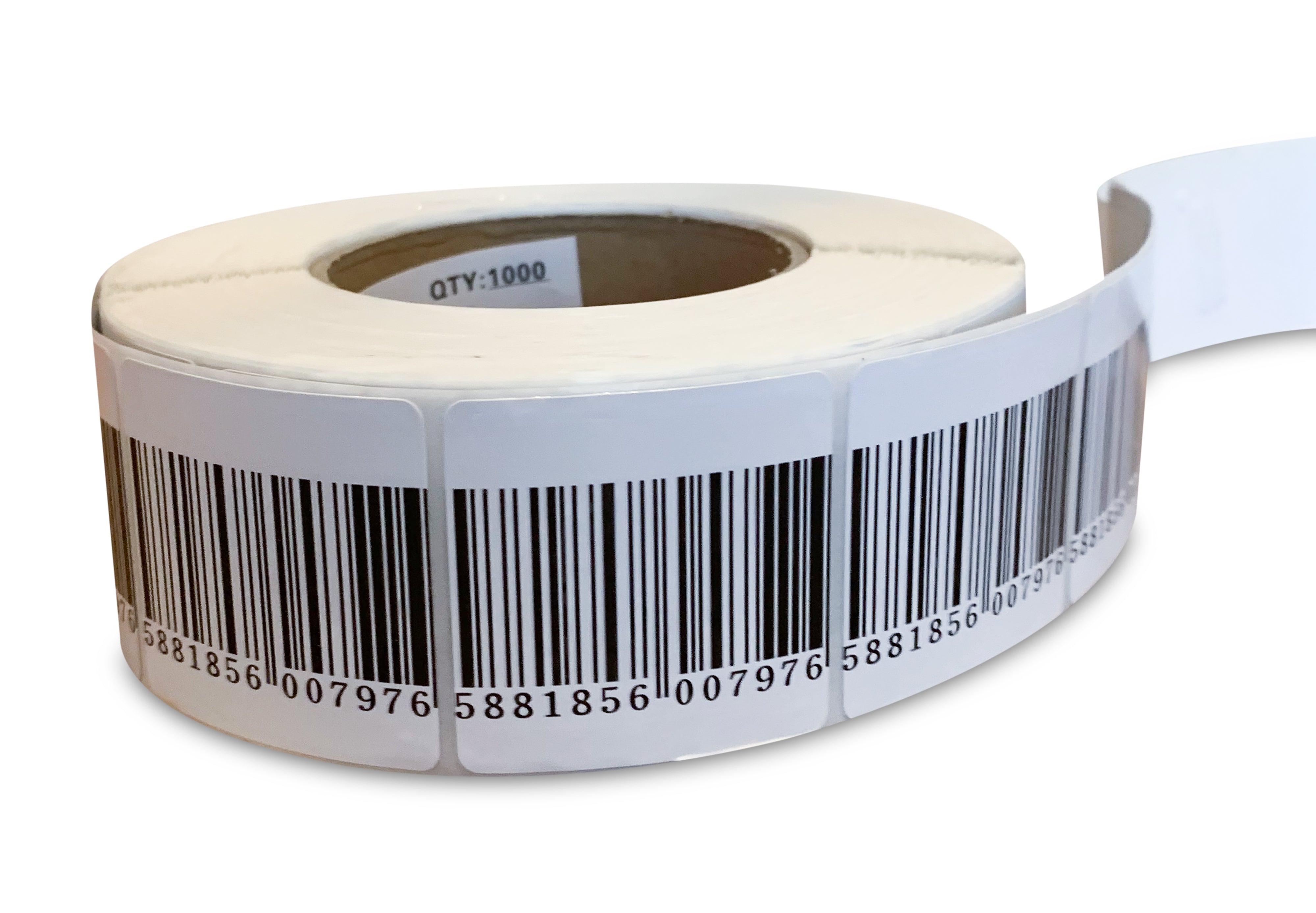 Beveiligingsstickers 5cm x 5cm BARCODE RF - 1000st/rol - ACTIE!