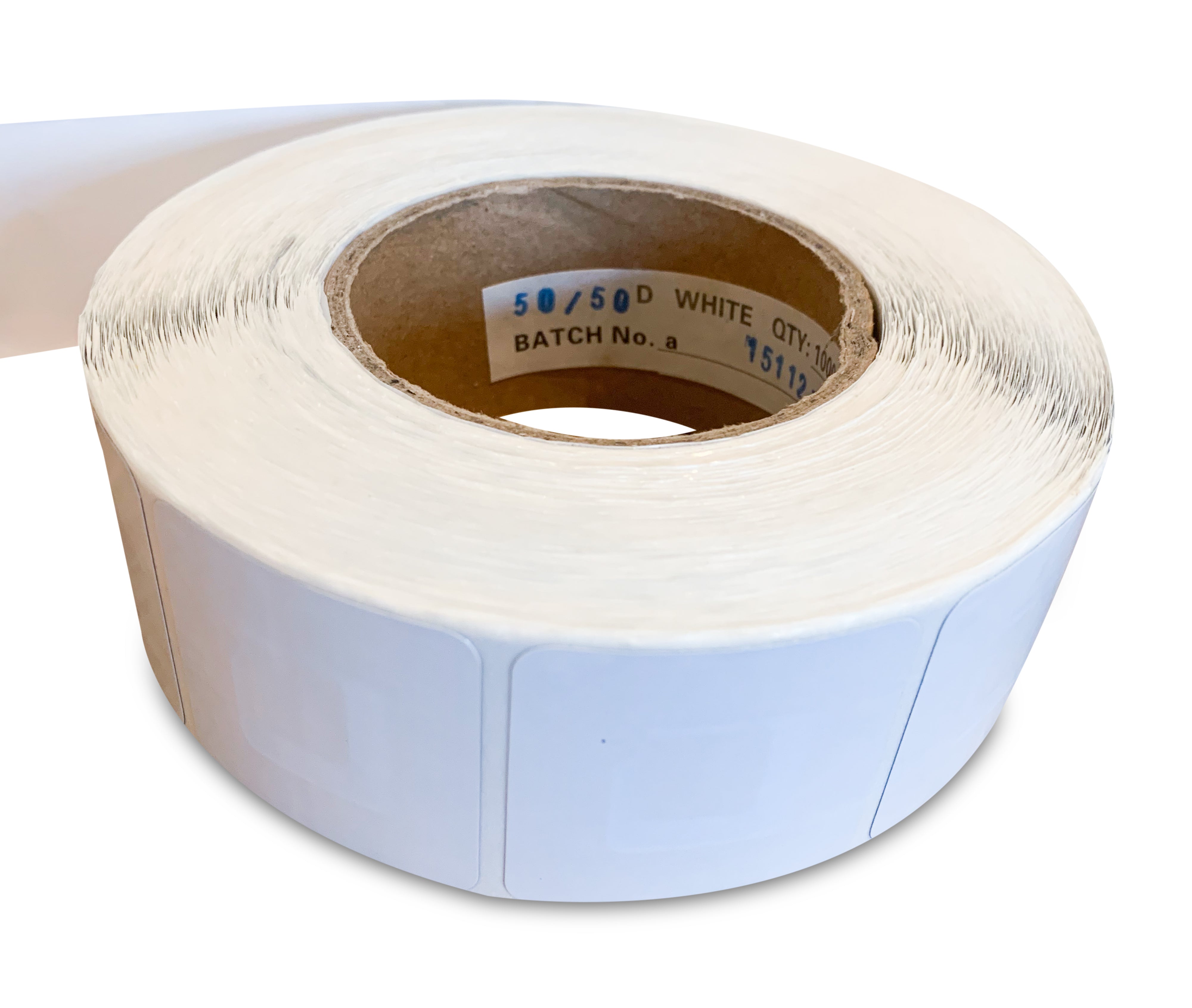 Beveiligingsstickers 5cm x 5cm WIT RF - 1000st/rol