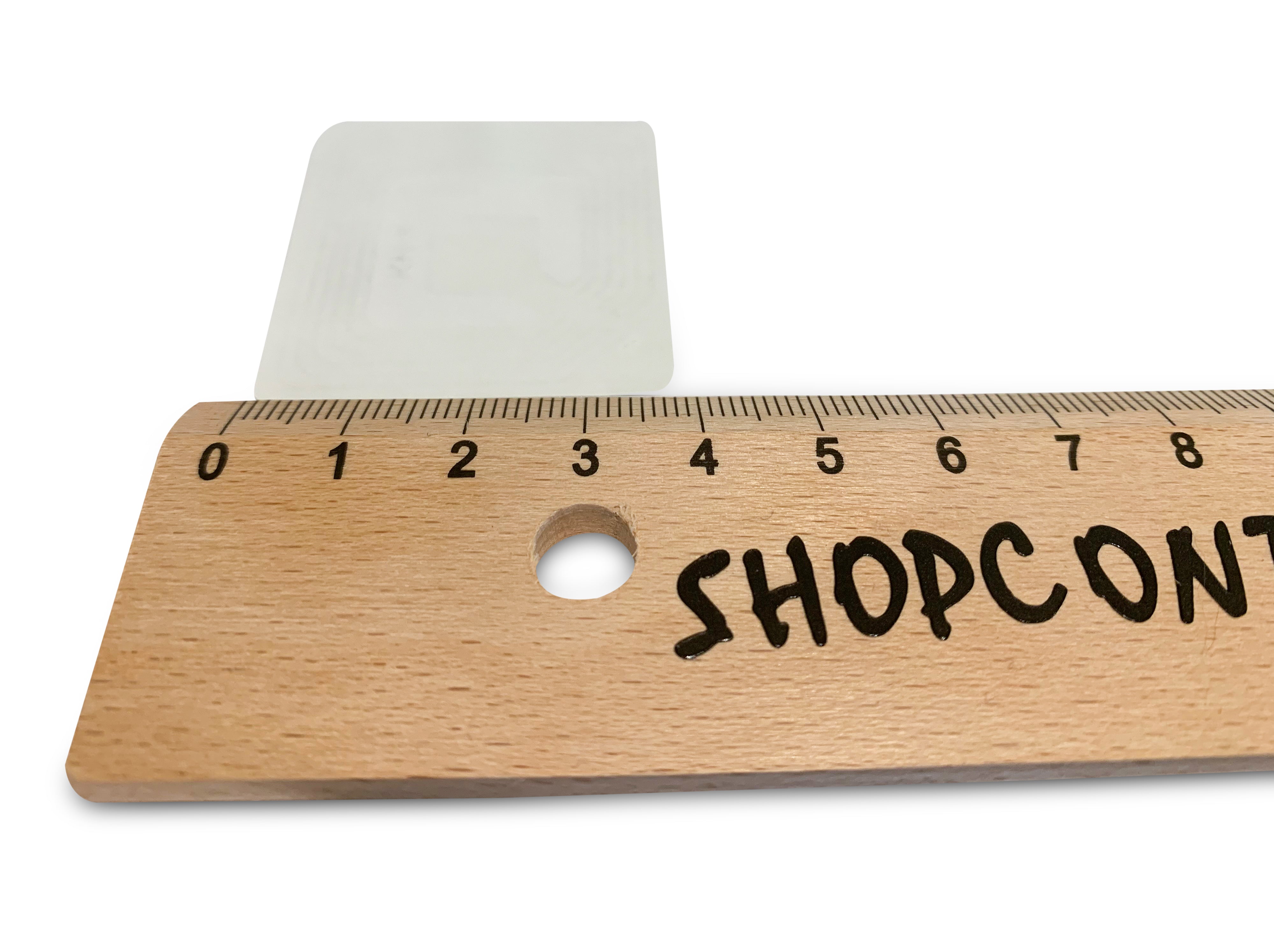 Beveiligingssticker 4cm x 4cm WIT RF - 1000st/rol PROMO!!